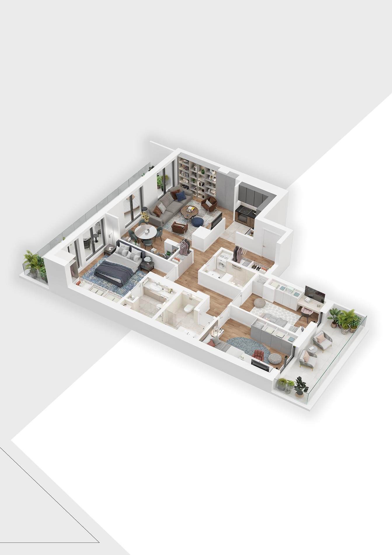 3D prikaz četvorosobnog stana - Bulevard