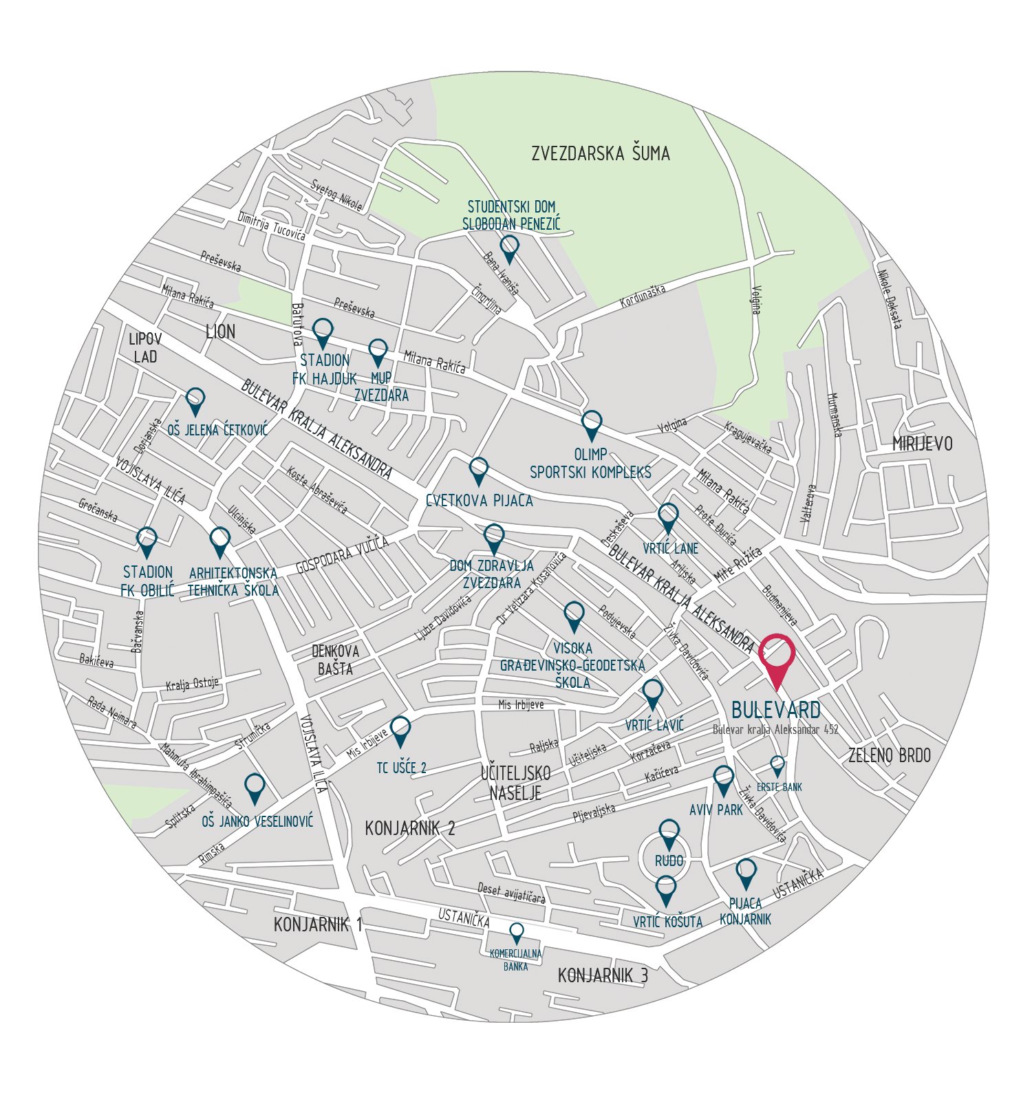 Mapa sa lokacijom stambeno poslovnog kompleksa - Bulevard